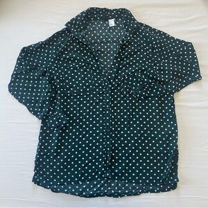 H&M Divided Dark Green Polka Dot Blouse